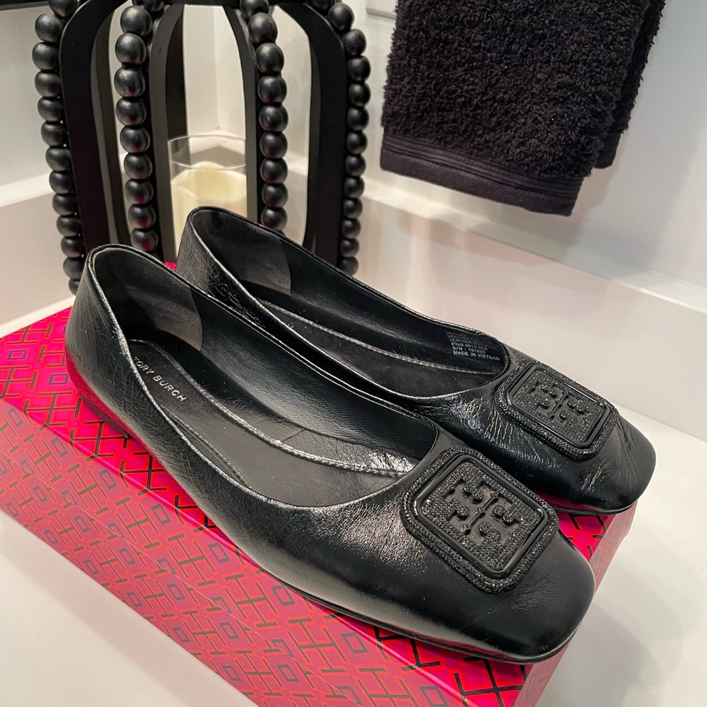 Tory Burch Black Leather Flats